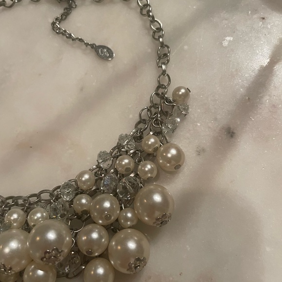 Vintage Cg Stamped Pearl and Gem Necklace - Picture 3 of 5